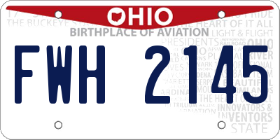 OH license plate FWH2145