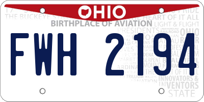 OH license plate FWH2194