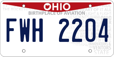OH license plate FWH2204