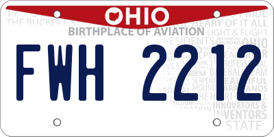 OH license plate FWH2212