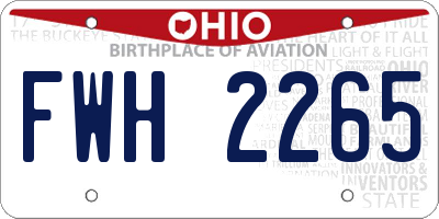 OH license plate FWH2265