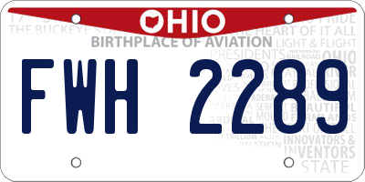 OH license plate FWH2289