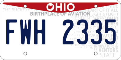 OH license plate FWH2335