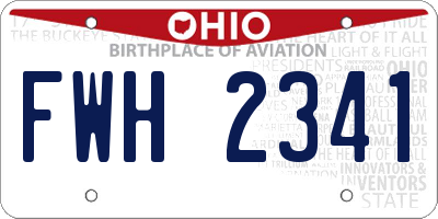 OH license plate FWH2341