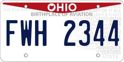 OH license plate FWH2344