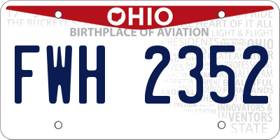 OH license plate FWH2352