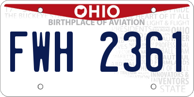 OH license plate FWH2361