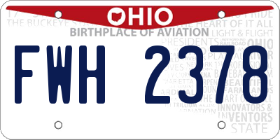 OH license plate FWH2378