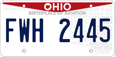 OH license plate FWH2445