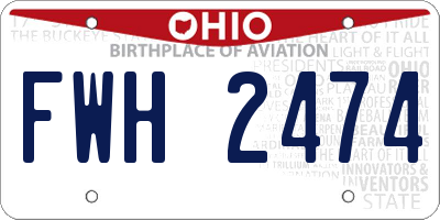 OH license plate FWH2474