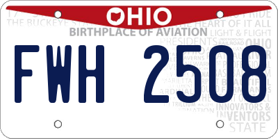 OH license plate FWH2508