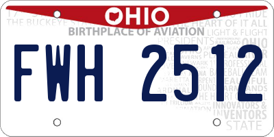 OH license plate FWH2512