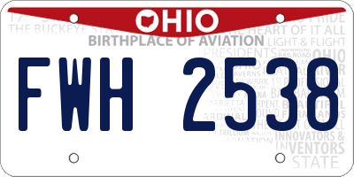 OH license plate FWH2538
