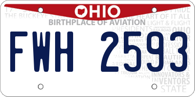 OH license plate FWH2593