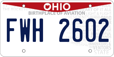 OH license plate FWH2602