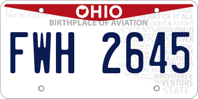 OH license plate FWH2645