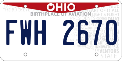 OH license plate FWH2670