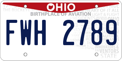 OH license plate FWH2789