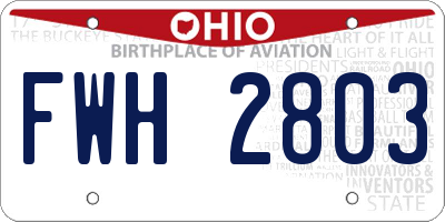 OH license plate FWH2803