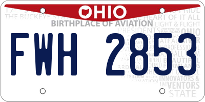 OH license plate FWH2853