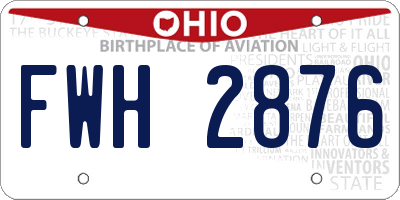OH license plate FWH2876