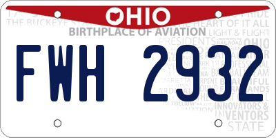 OH license plate FWH2932