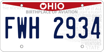 OH license plate FWH2934