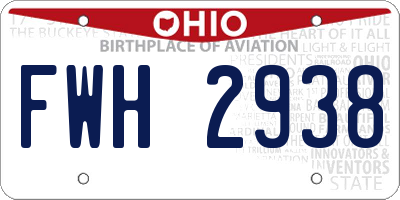 OH license plate FWH2938