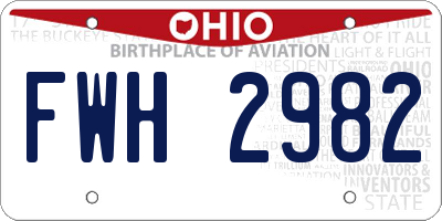 OH license plate FWH2982