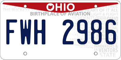 OH license plate FWH2986