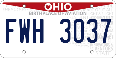OH license plate FWH3037