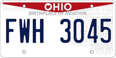 OH license plate FWH3045