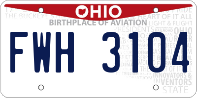 OH license plate FWH3104