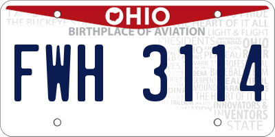 OH license plate FWH3114