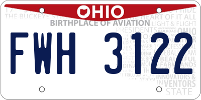 OH license plate FWH3122