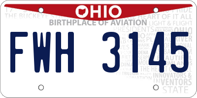 OH license plate FWH3145