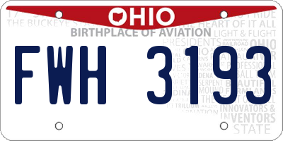 OH license plate FWH3193