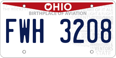 OH license plate FWH3208