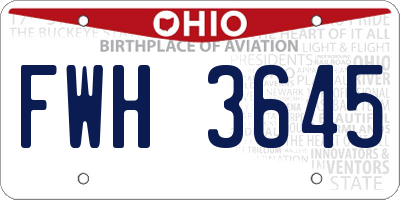 OH license plate FWH3645