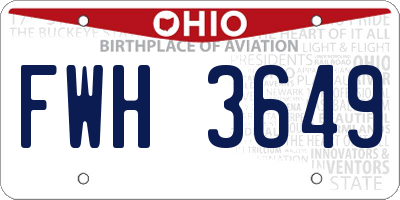 OH license plate FWH3649