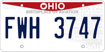 OH license plate FWH3747