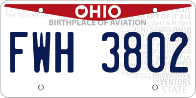 OH license plate FWH3802