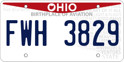 OH license plate FWH3829