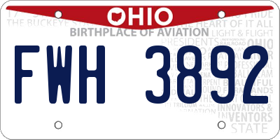 OH license plate FWH3892