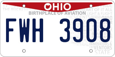 OH license plate FWH3908