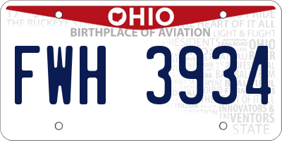 OH license plate FWH3934