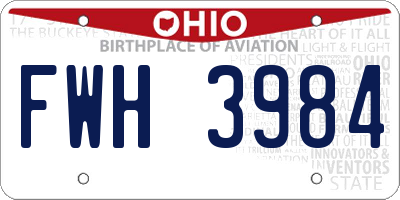 OH license plate FWH3984