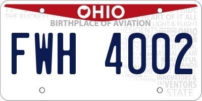 OH license plate FWH4002