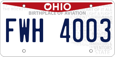 OH license plate FWH4003