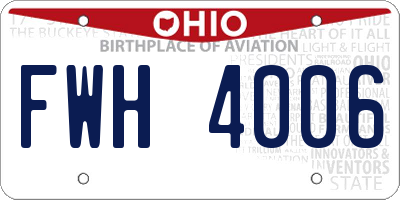 OH license plate FWH4006